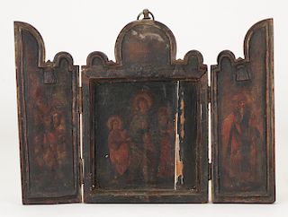 Greek or Russian Triptych Icon