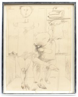 Sidney Goodman (1936-2013) Graphite Drawing, 1959