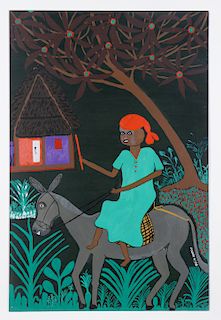 Henriot Gelin (Haitian, 20th c.) "Femme a Cheval"
