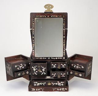 Antique Chinese Hardwood Jewelry Box