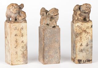 Three Chinese Hardstone Chop Seals