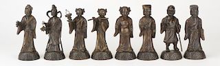 Group of Eight Chinese Bronze Figures