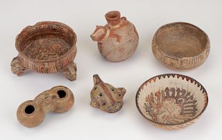 Group of 6 Pre Columbian Pottery Items