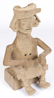 Large Pre-Columbian Seated Pottery Figure