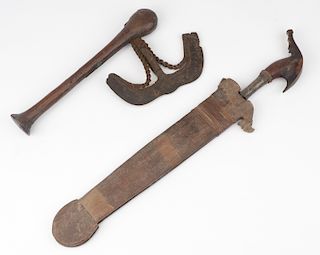 Antique African Songye Axe and a Long Knife