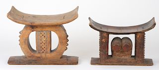 Two African Carved Wood Ashanti Stools, Ghana