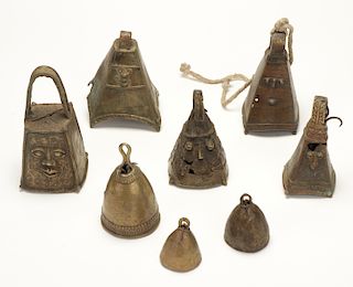 Group of 8 African Yoruba Brass Bells