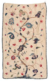 Antique Wool Embroidered Coverlet, England 