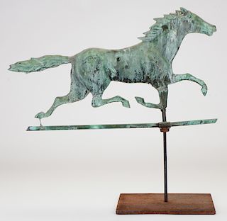 Antique Copper Weathervane of a Running Horse