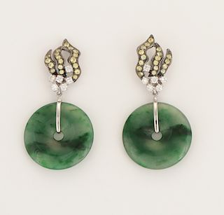 Sifen Chang Diamond and Jade Earrings
