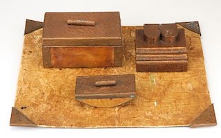 Arts & Crafts Hammered Copper Desk Accessories
