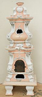 Antique Continental Glazed Ceramic Stove