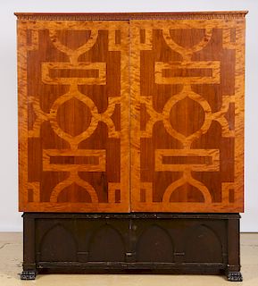 Swedish Art Deco Rosewood and Birch Marquetry Cabinet