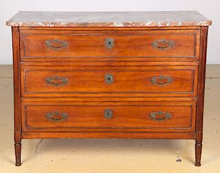 Continental Walnut Marble Top Commode, 19th century