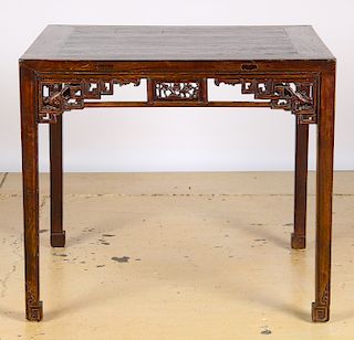 Antique Chinese Carved Wood Square Table
