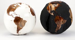 Bruno Helgen (French, b. 1959). Two Teak Wood Root Globes