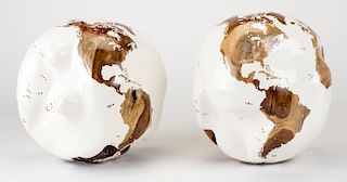 Bruno Helgen (French, b. 1959). Two Teak Wood Root Globes.