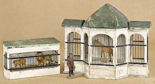 Two Pfeiffer menagerie zoo buildings with corruga