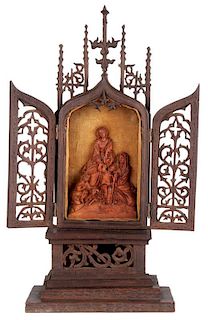 CARVED NEO-GOTHIC TRIPTYCH