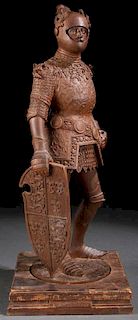EXCEPTIONAL GERMAN CARVED WOOD KNIGHT