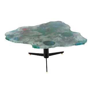 Dube (Duilio Bernabe).  Painted Glass Coffee Table