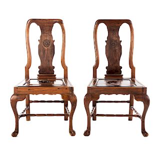 Pair Chinese Rosewood Side Chairs