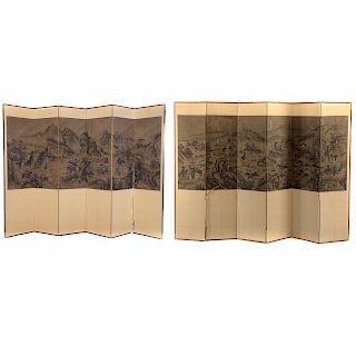 Two Chinese Folding Screens