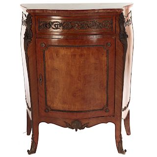 Louis XV Style Parquetry Marble Top Side Cabinet