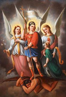 19TH CENTURY PAINTING OF THE ARCHANGELS