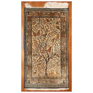 Silk Qum Pictorial Rug, Persia, 3.6 x 5.7