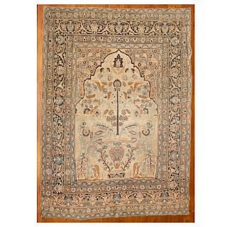 Antique Tabriz Prayer Rug, Persia, 4.2 x 5.6