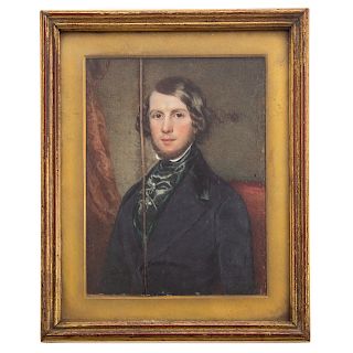American School Portrait Miniature of Gentleman