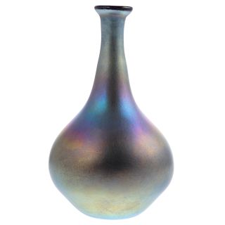 Charles Lotton, Iridescent Glass Bottle Vase