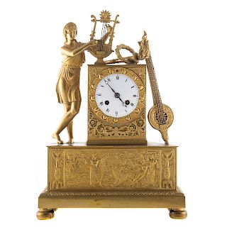 French Empire Bronze Dore Figural Clock