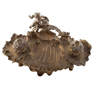 Napoleon III Bronze Figural Desk Standish