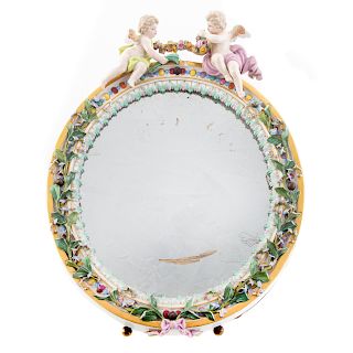 Meissen Porcelain Oval Easel Back Mirror