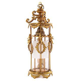 Rococo Style Gilt Metal Hanging Light Fixture