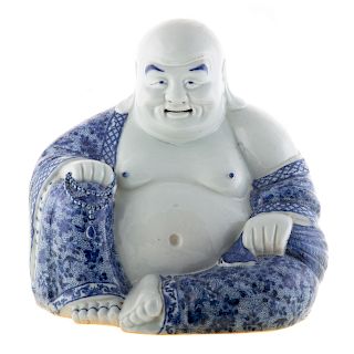 Chinese Blue/White Porcelain Seated Hotai