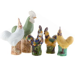 Three Chinese Export Porcelain Roosters