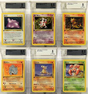 6 1999 Pokemon 1st Ed Fossil Jungle BGS Card Group
