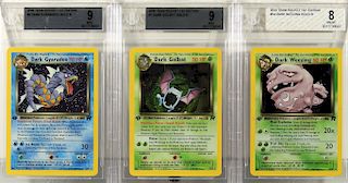 3PC Pokemon Team Rocket 1st Ed. TCG BGS Card Group