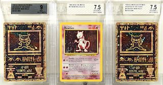 3 Pokemon 1999 Base Mewtwo & Ancient Mew BGS Cards