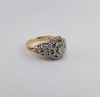 14K Gold Diamond Cluster Ring