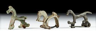 Roman Bronze / Brass Horse Fibulae (3)
