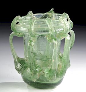 Miniature Roman Glass Jar w/ Rigaree Handles