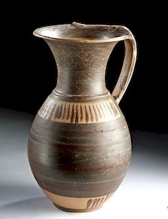 Tall Etrusco-Corinthian Pottery Wine Pitcher (Olpe)