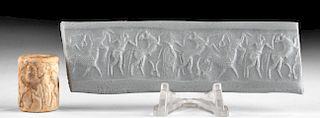 Mesopotamian Akkadian Marble Cylinder Seal - Ibexes