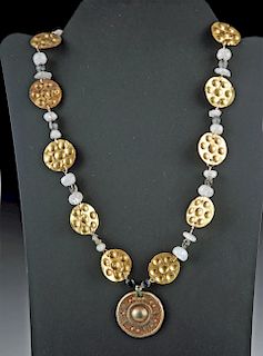 Persian Marlik 20K+ Gold and Glass Bead Necklace