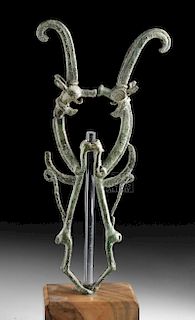 Luristan Bronze Master of Animals Finial w/ Ibexes