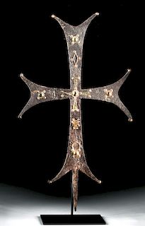 Byzantine Iron w/ Brass Military Processional Cross